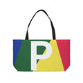 Personalized 'P' Colorblock Tote Bag — Monogram Weekender Tote