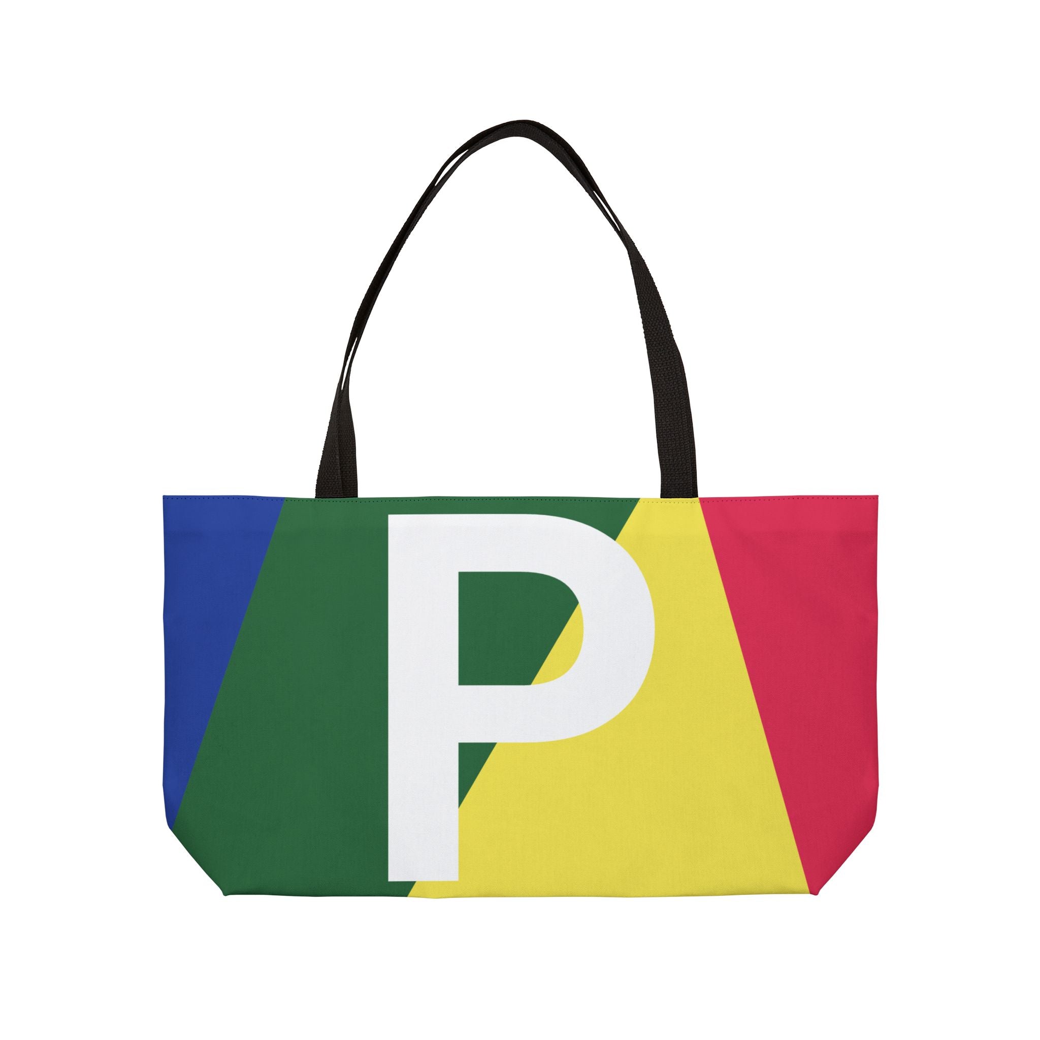 Personalized 'P' Colorblock Tote Bag — Monogram Weekender Tote
