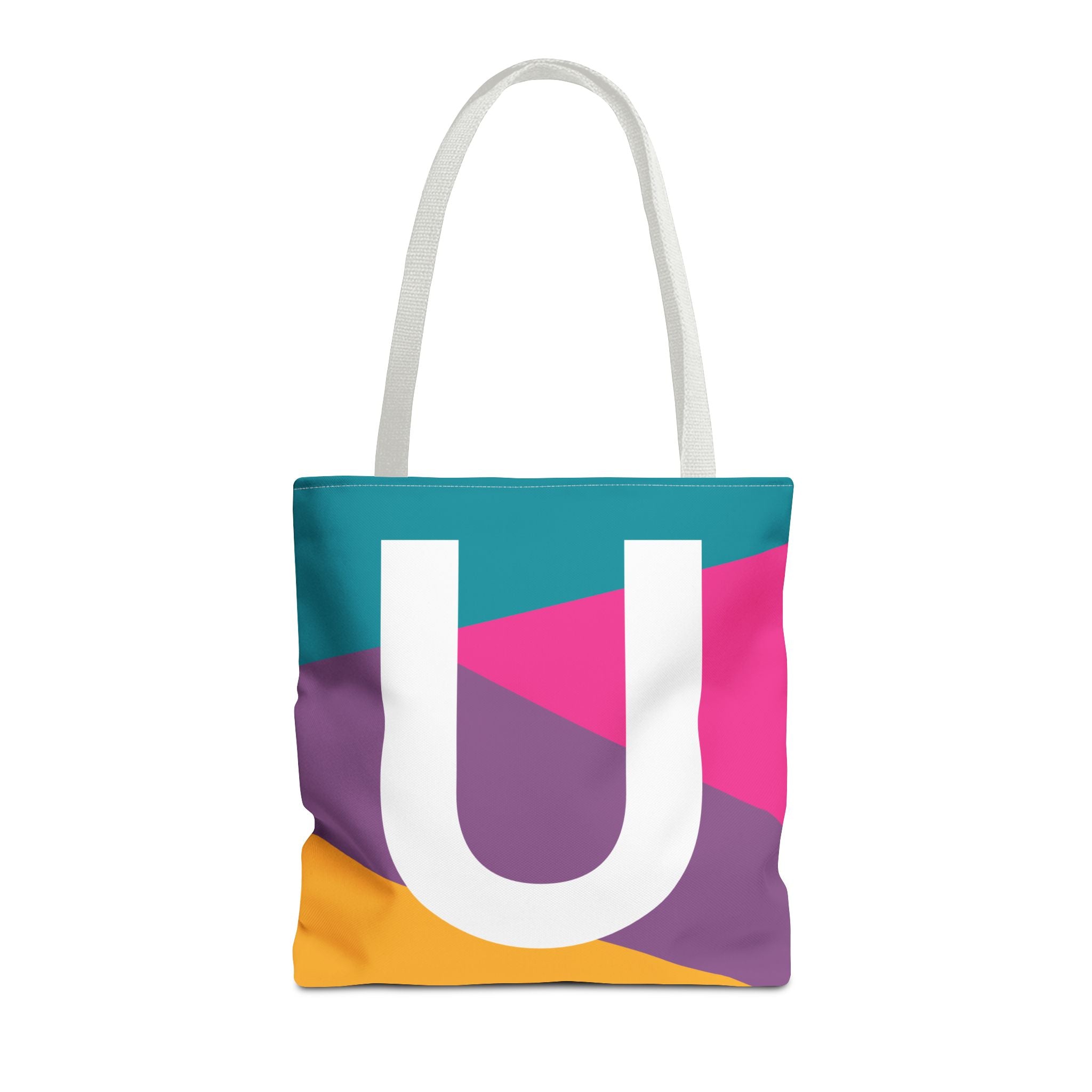 Monogram 'U' Colorblock Tote Bag — Personalized Initial U Shoulder Tote