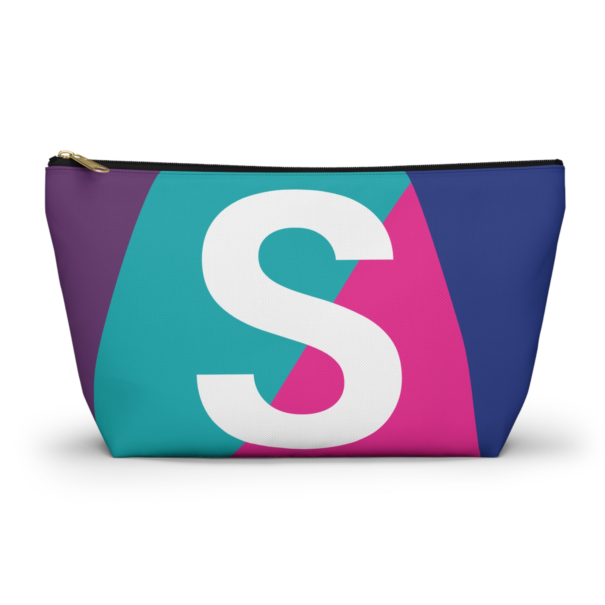 Initials Colorblock Accessory Pouch — Monogram S T-Bottom Cosmetic Bag