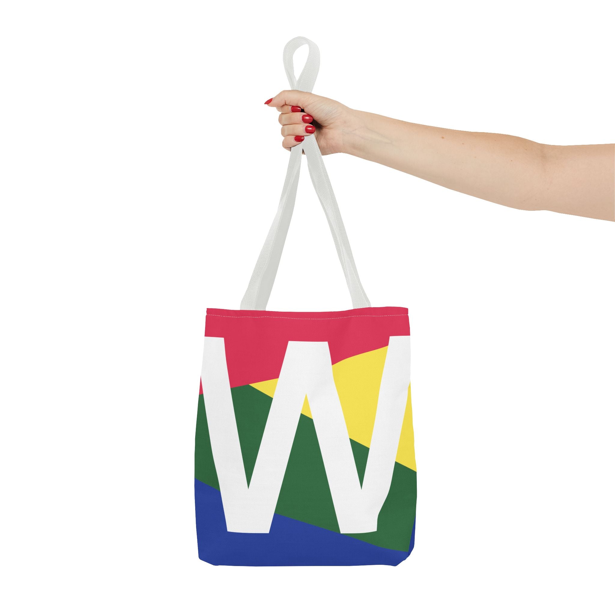 Monogram 'W' Colorblock Tote Bag — Personalized Initial W Shoulder Tote