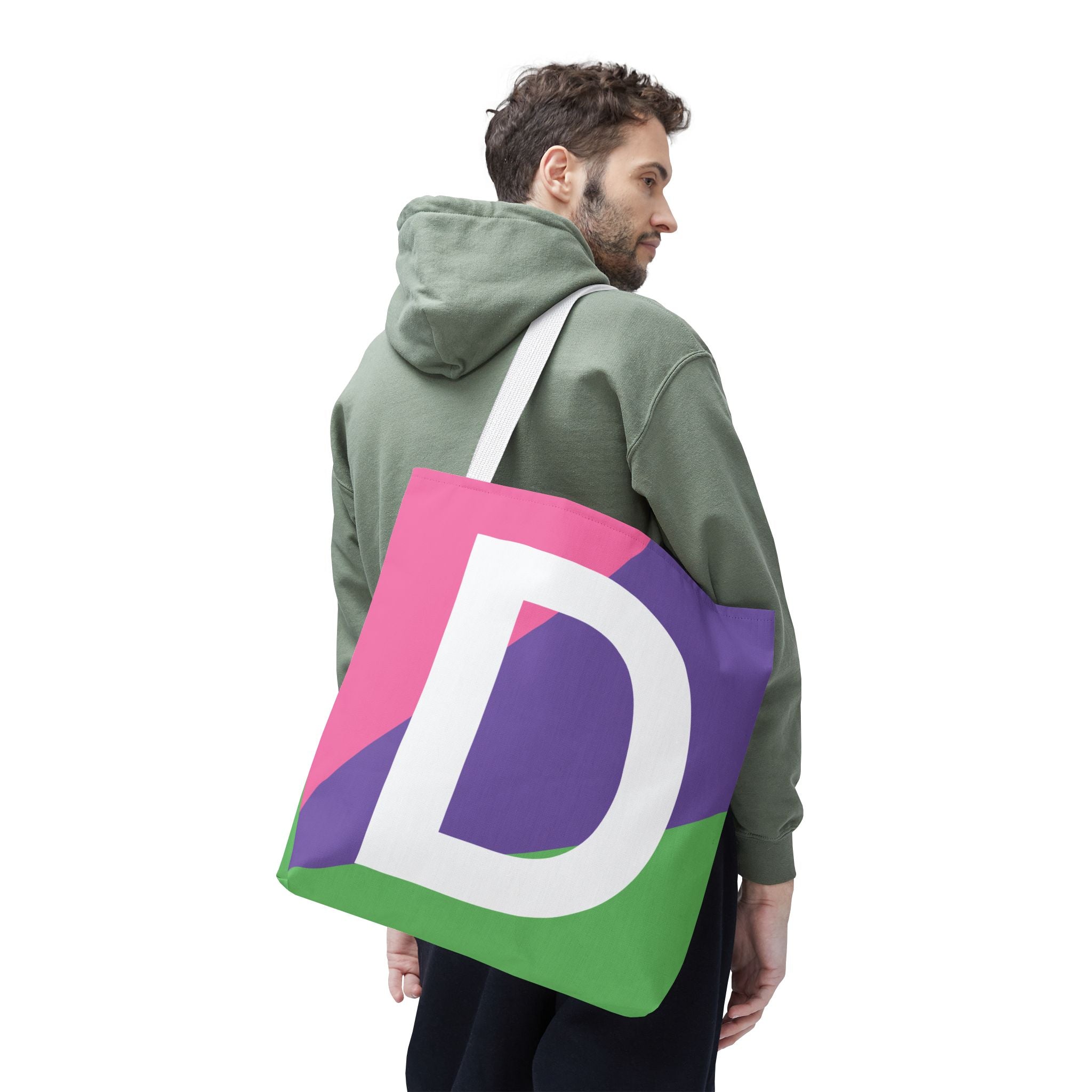 Monogram 'D' Colorblock Tote Bag — Personalized Initial D Shoulder Tote