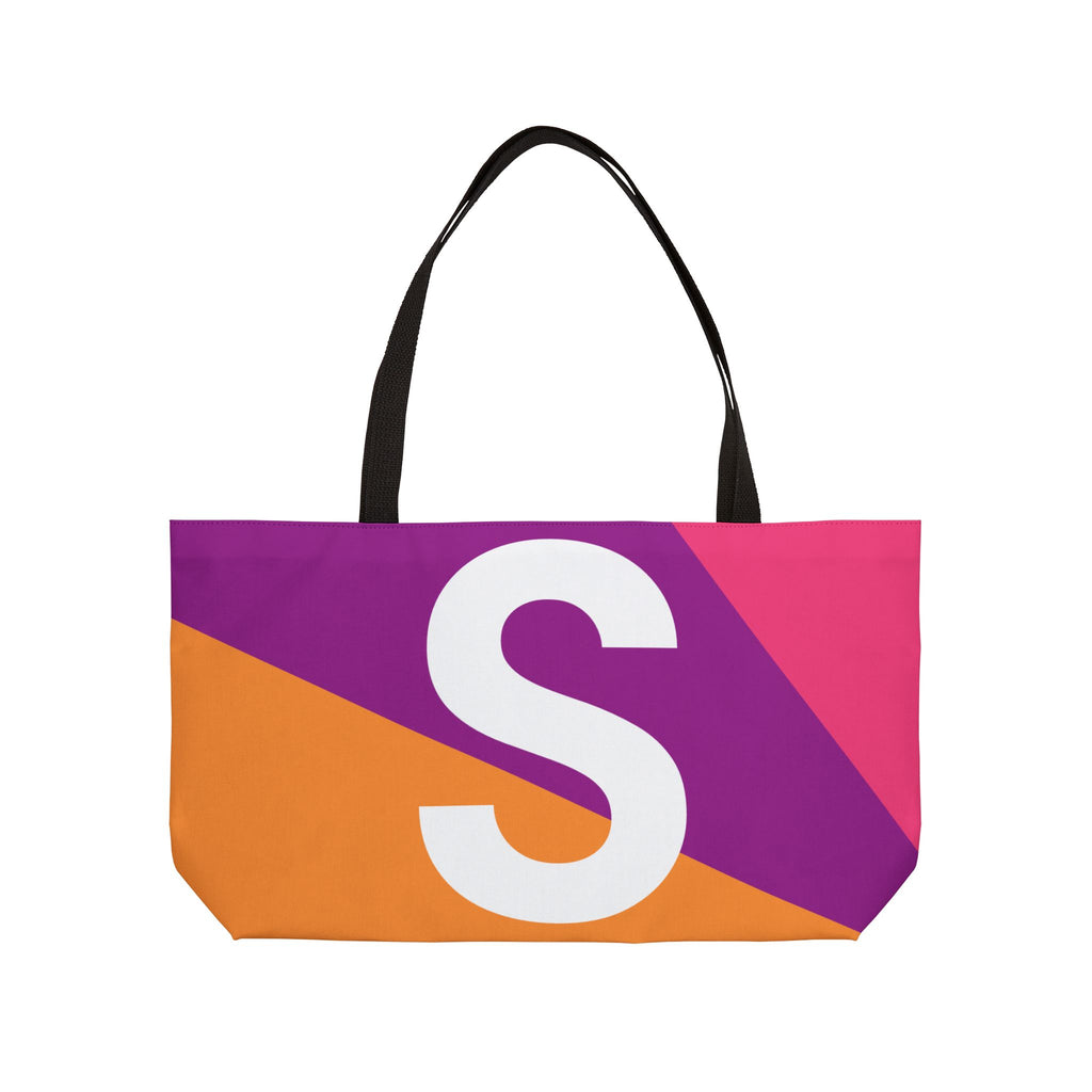 Personalized 'S' Colorblock Tote Bag — Monogram Weekender Tote