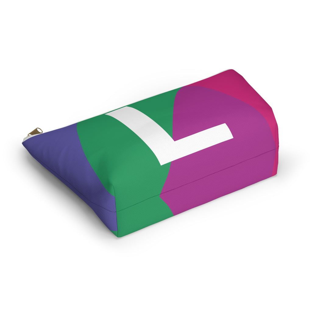 Initials Colorblock Accessory Pouch — Monogram L T-Bottom Cosmetic Bag