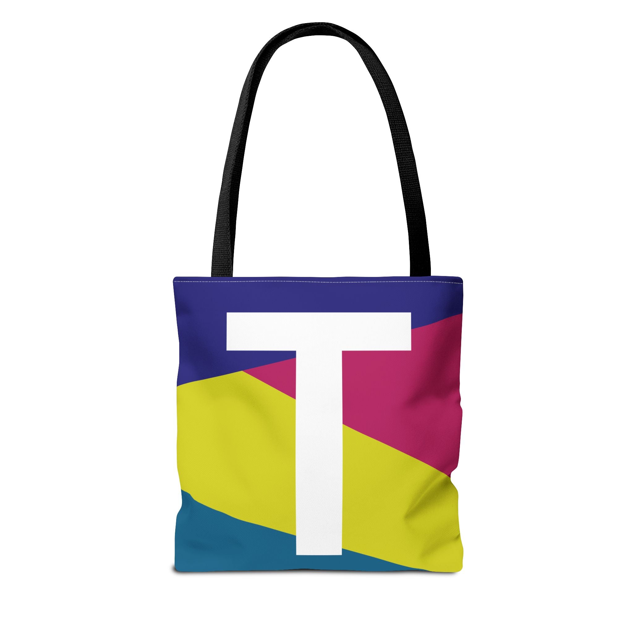 Monogram 'T' Colorblock Tote Bag — Personalized Initial T Shoulder Tote