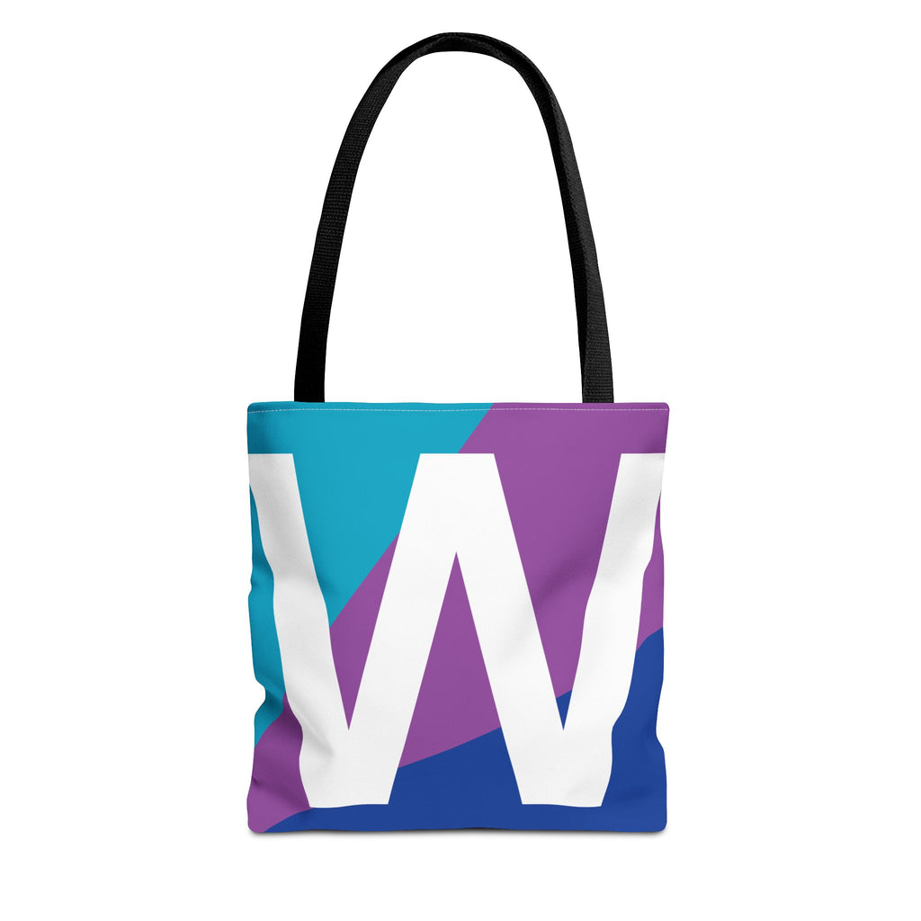 Monogram 'W' Colorblock Tote Bag — Personalized Initial W Shoulder Tote