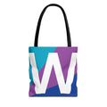 Monogram 'W' Colorblock Tote Bag — Personalized Initial W Shoulder Tote