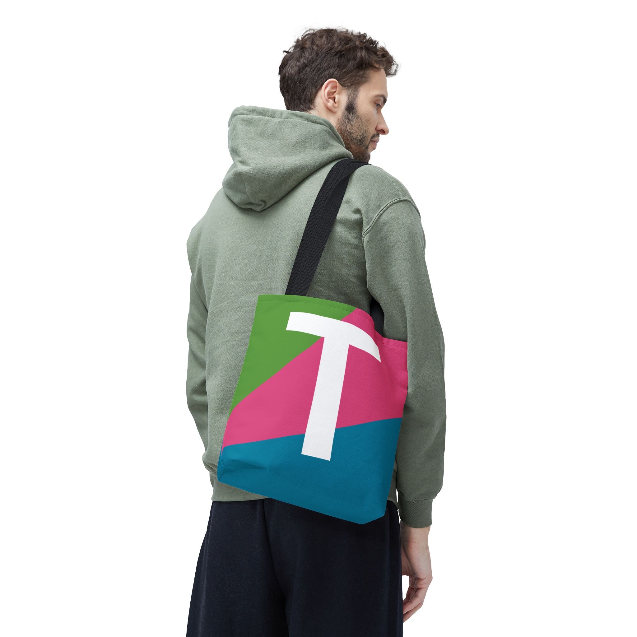 Monogram 'T' Colorblock Tote Bag — Personalized Initial T Shoulder Tote