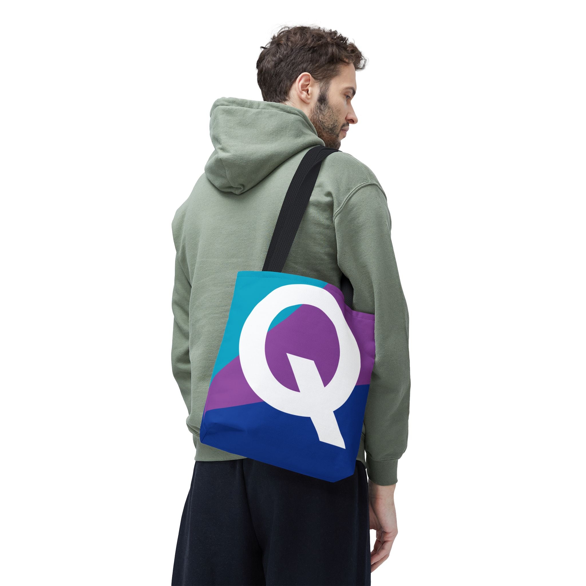 Monogram 'Q' Colorblock Tote Bag — Personalized Initial Q Shoulder Tote
