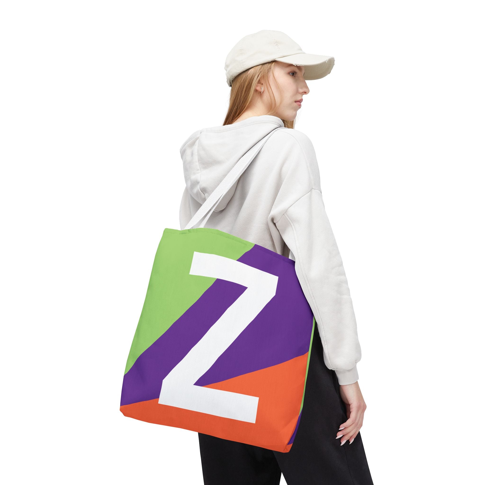 Monogram 'Z' Colorblock Tote Bag — Personalized Initial Z Shoulder Tote