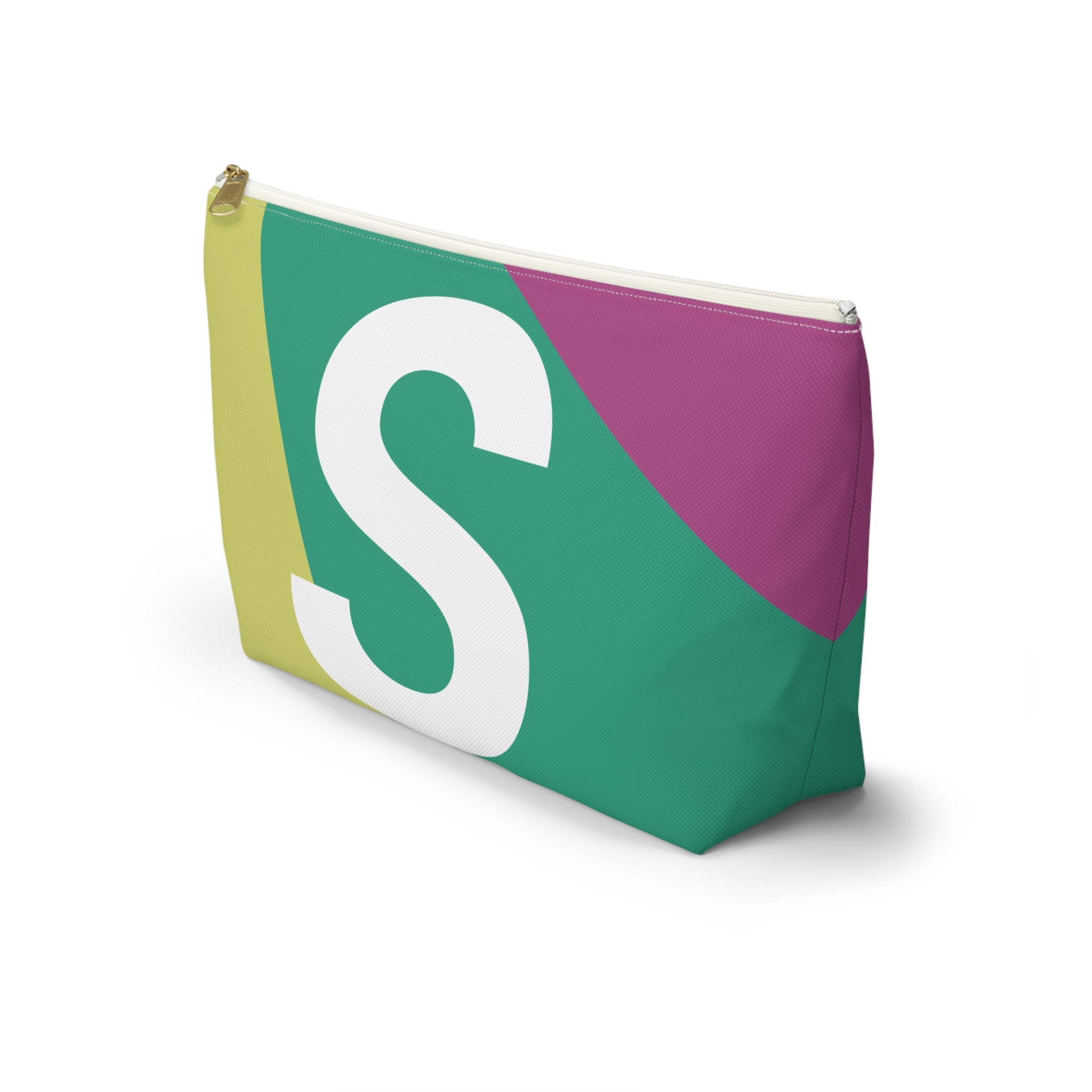 Initials Colorblock Accessory Pouch — Monogram S T-Bottom Cosmetic Bag