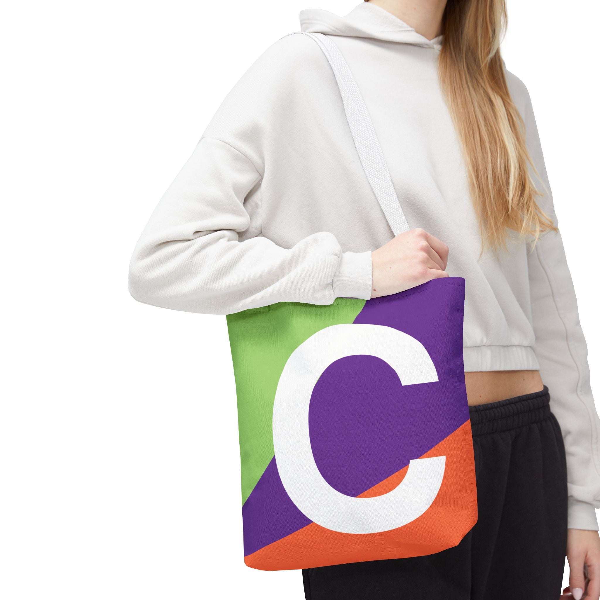 Monogram 'C' Colorblock Tote Bag — Personalized Initial C Shoulder Tote