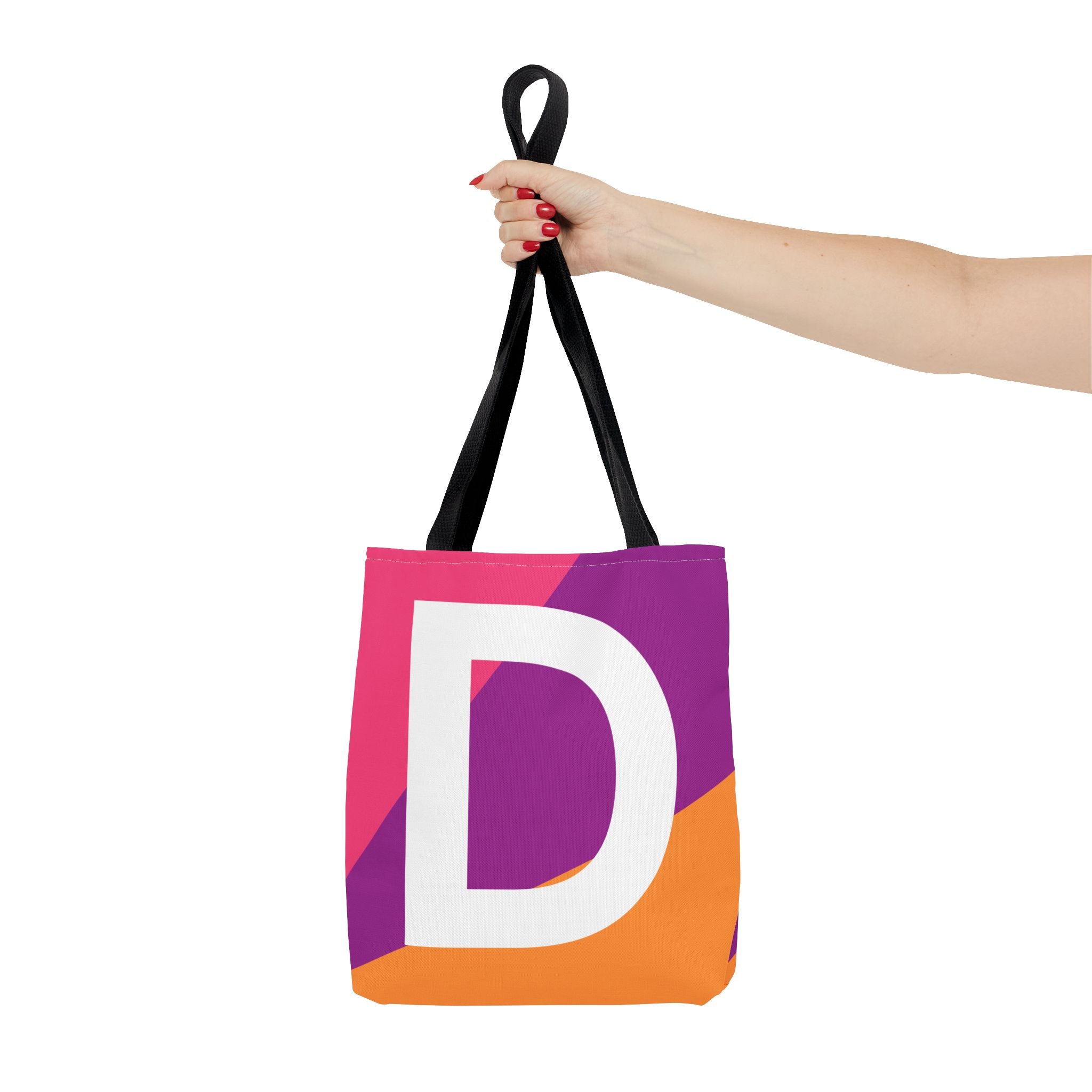 Monogram 'D' Colorblock Tote Bag — Personalized Initial D Shoulder Tote