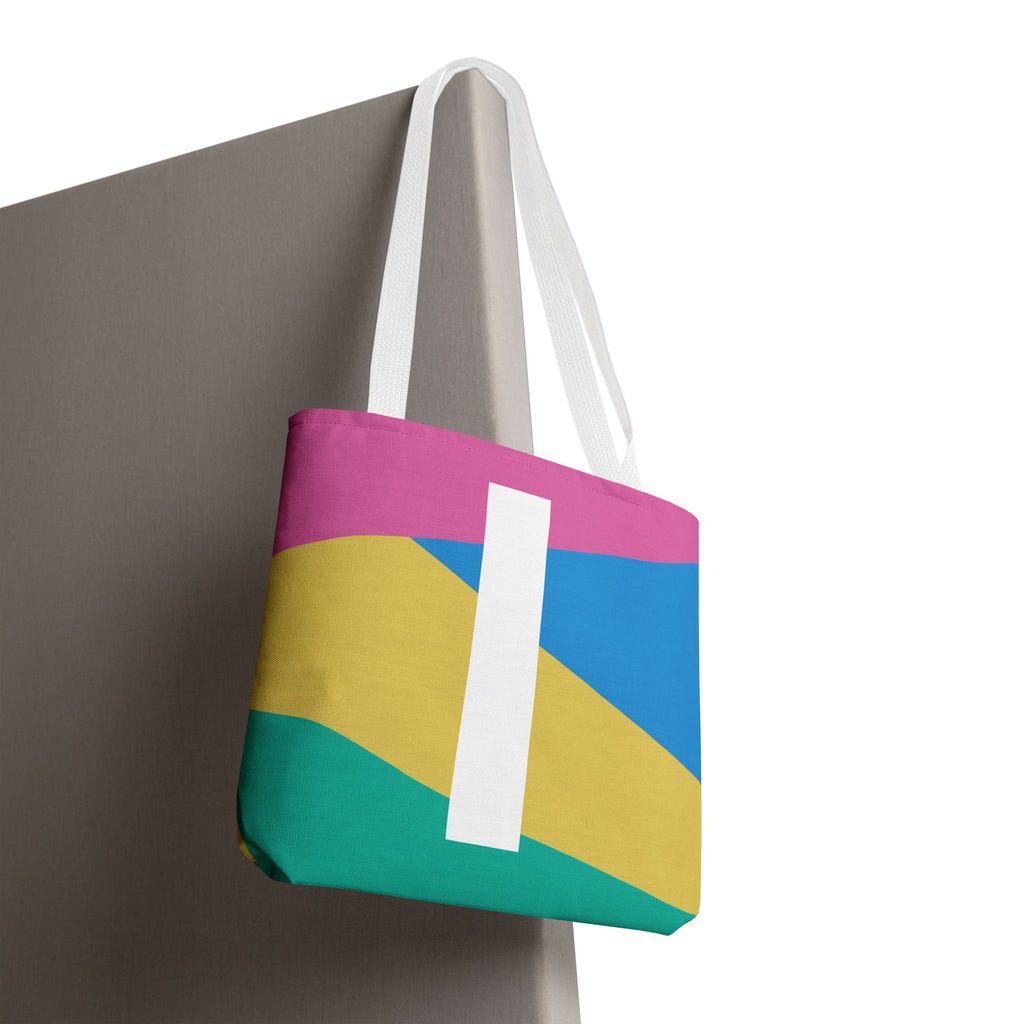 Monogram 'I' Colorblock Tote Bag — Personalized Initial I Shoulder Tote