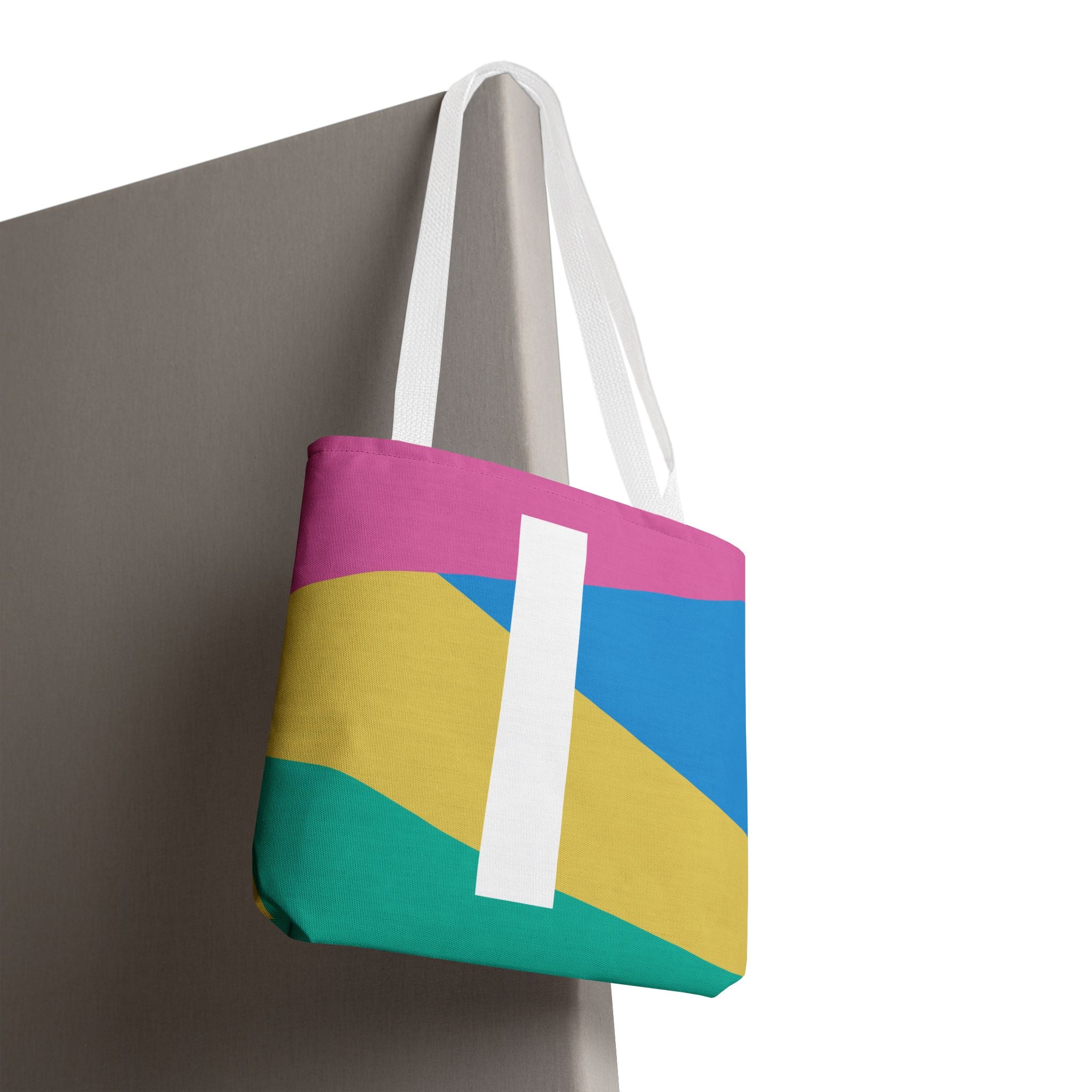 Monogram 'I' Colorblock Tote Bag — Personalized Initial I Shoulder Tote