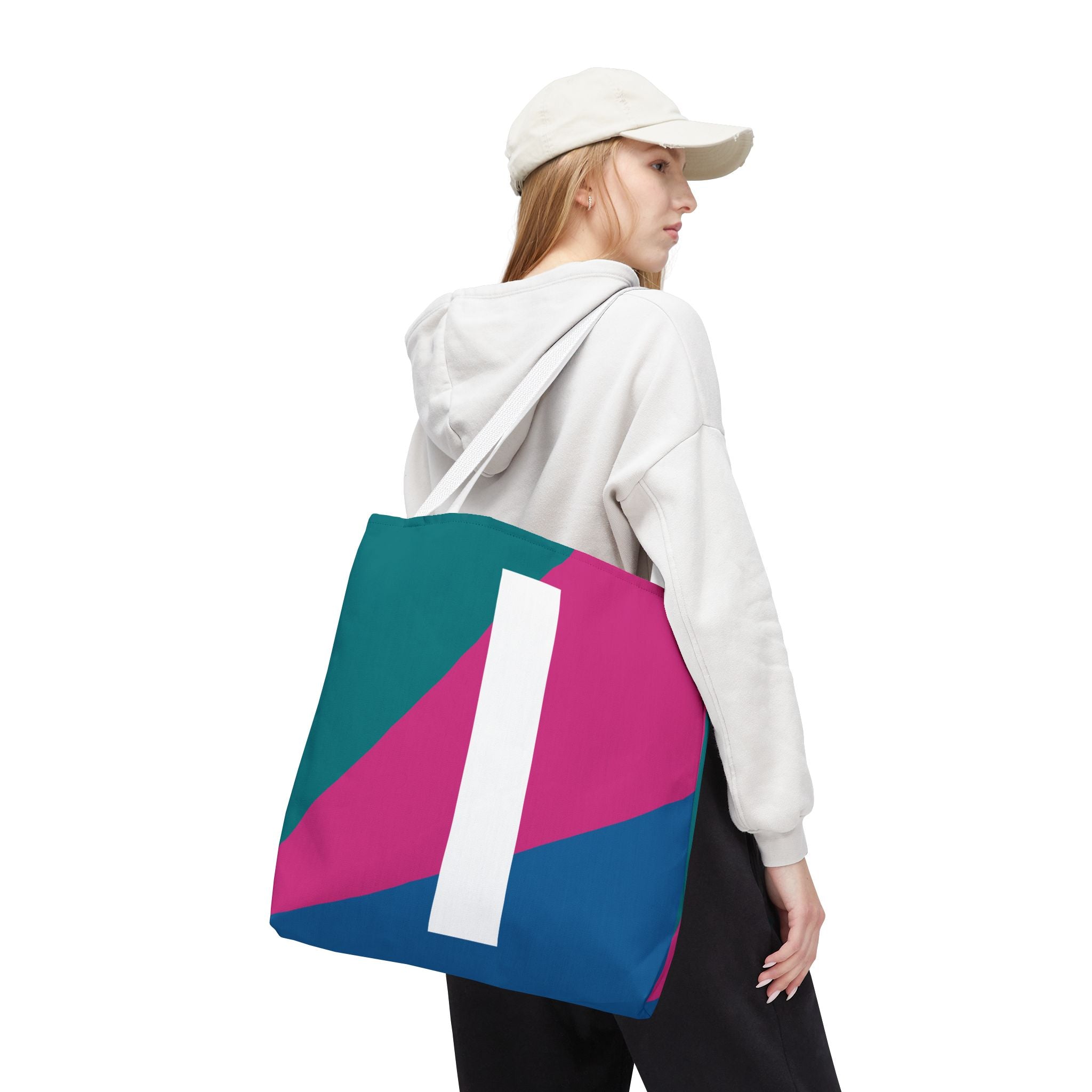 Monogram 'I' Colorblock Tote Bag — Personalized Initial I Shoulder Tote