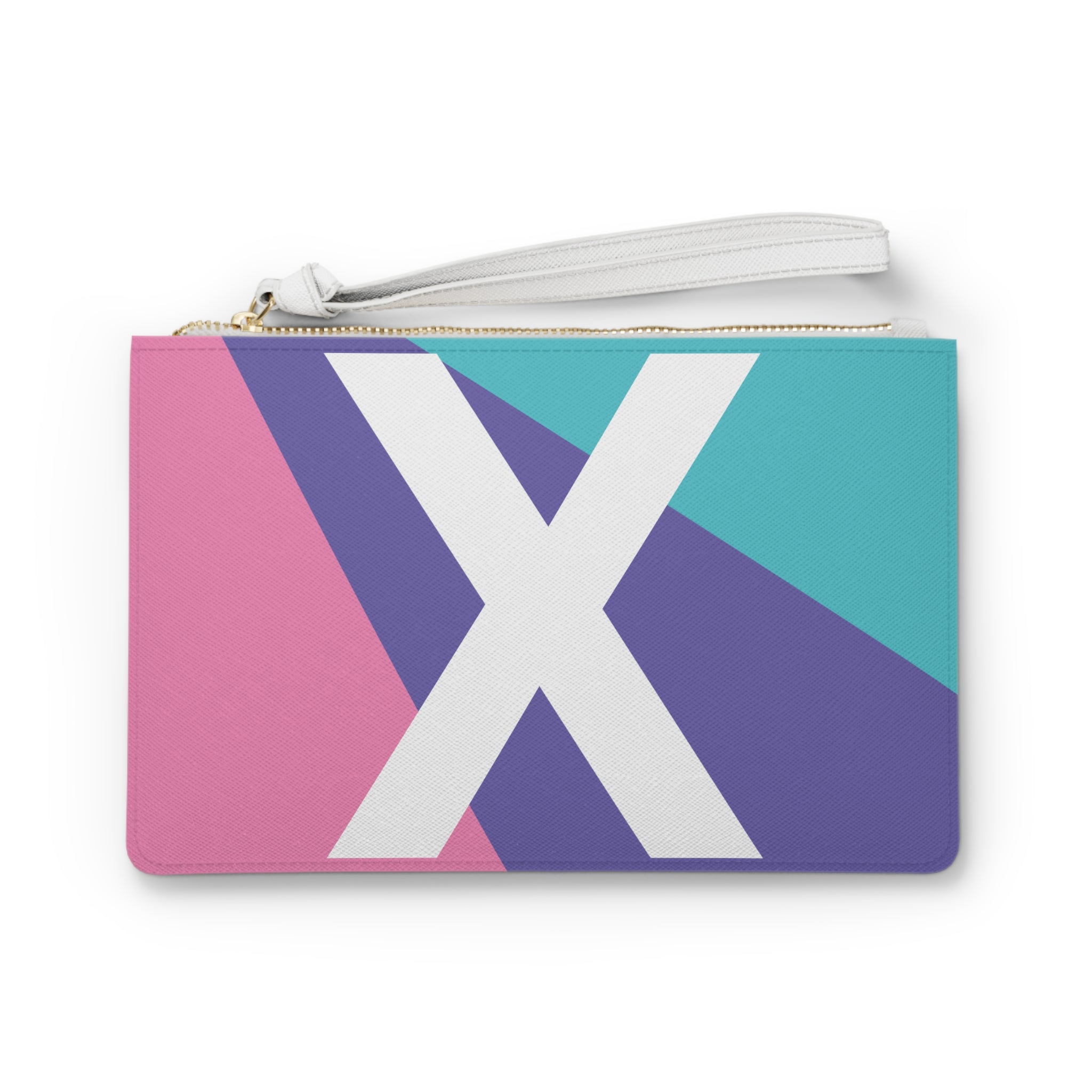 Monogram 'X' Colorblock Clutch Bag — Bold Geometric Wristlet for Everyday & Gifts