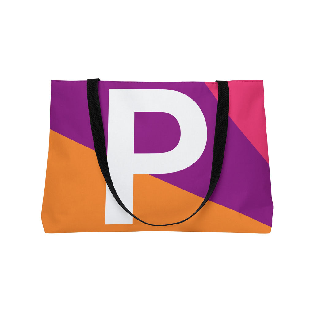 Personalized 'P' Colorblock Tote Bag — Monogram Weekender Tote