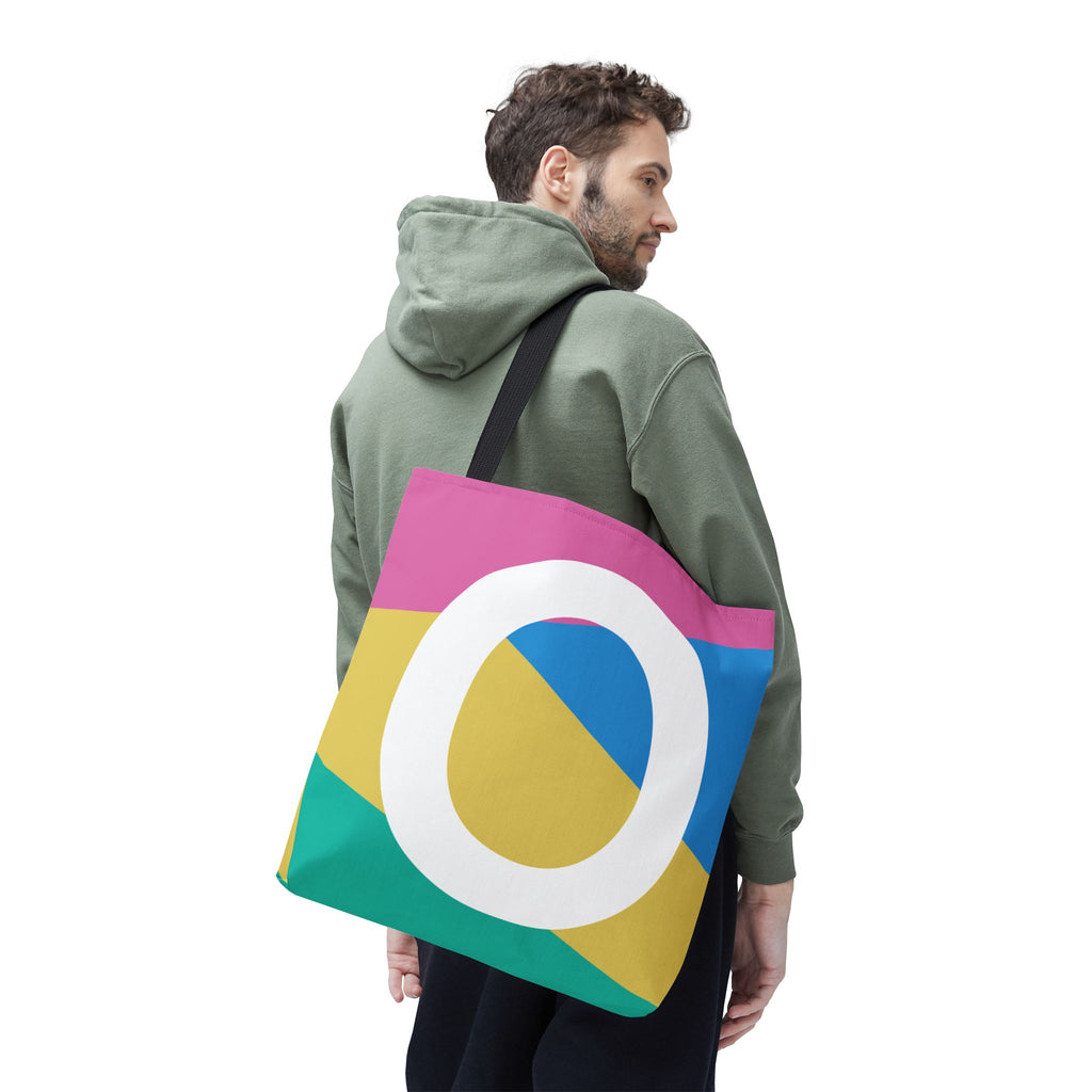 Monogram 'O' Colorblock Tote Bag — Personalized Initial O Shoulder Tote