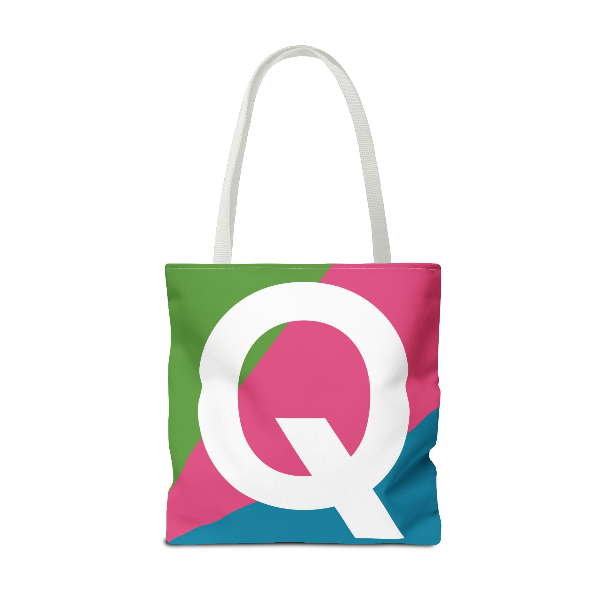 Monogram 'Q' Colorblock Tote Bag — Personalized Initial Q Shoulder Tote