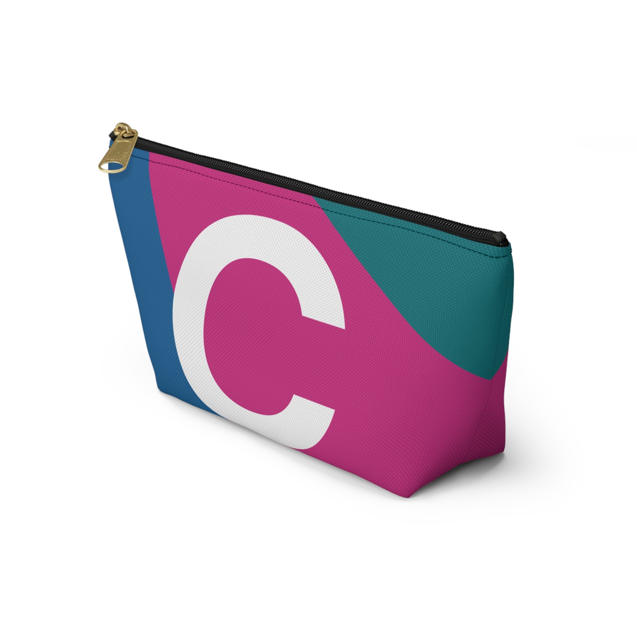 Initials Colorblock Accessory Pouch — Monogram C T-Bottom Cosmetic Bag