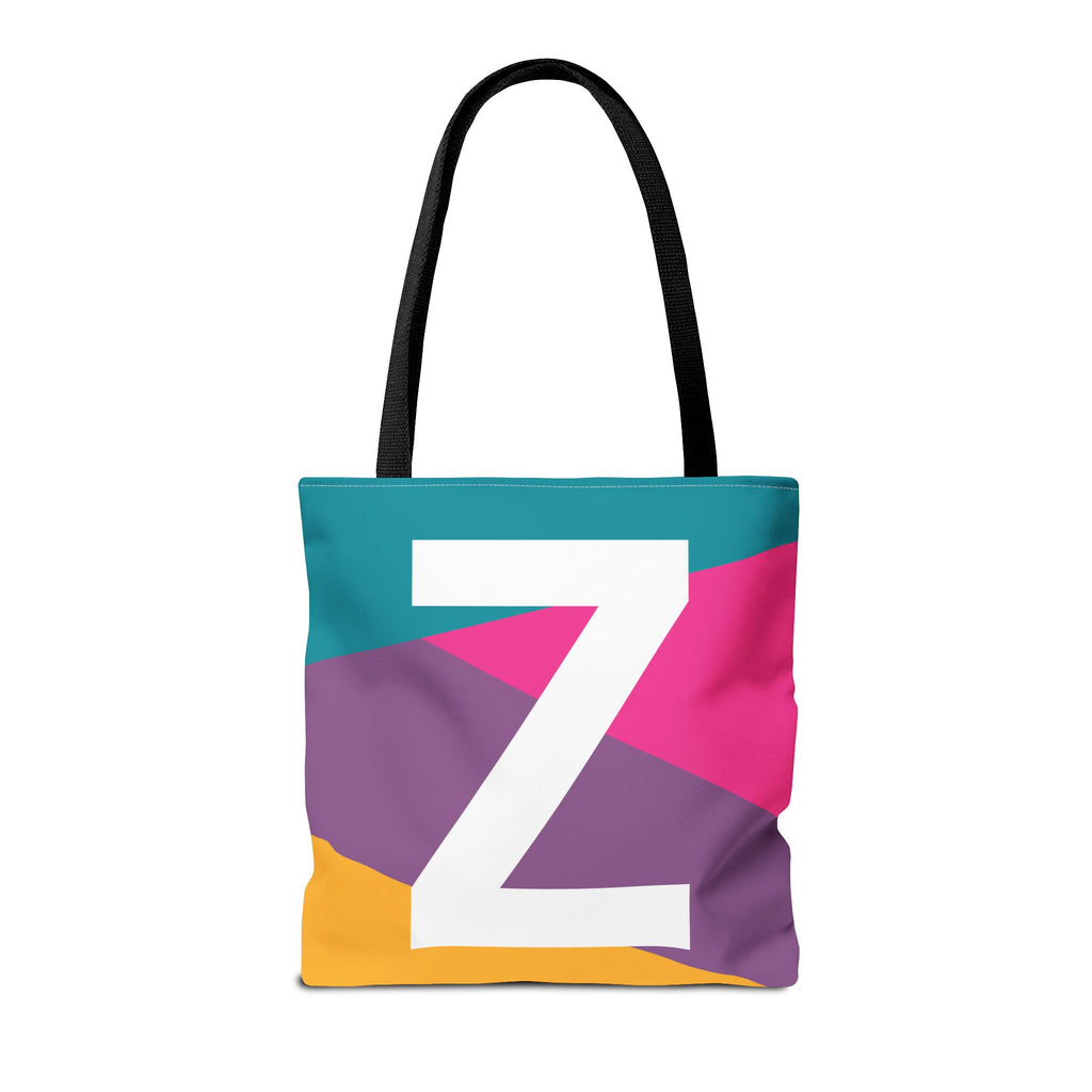 Monogram 'Z' Colorblock Tote Bag — Personalized Initial Z Shoulder Tote