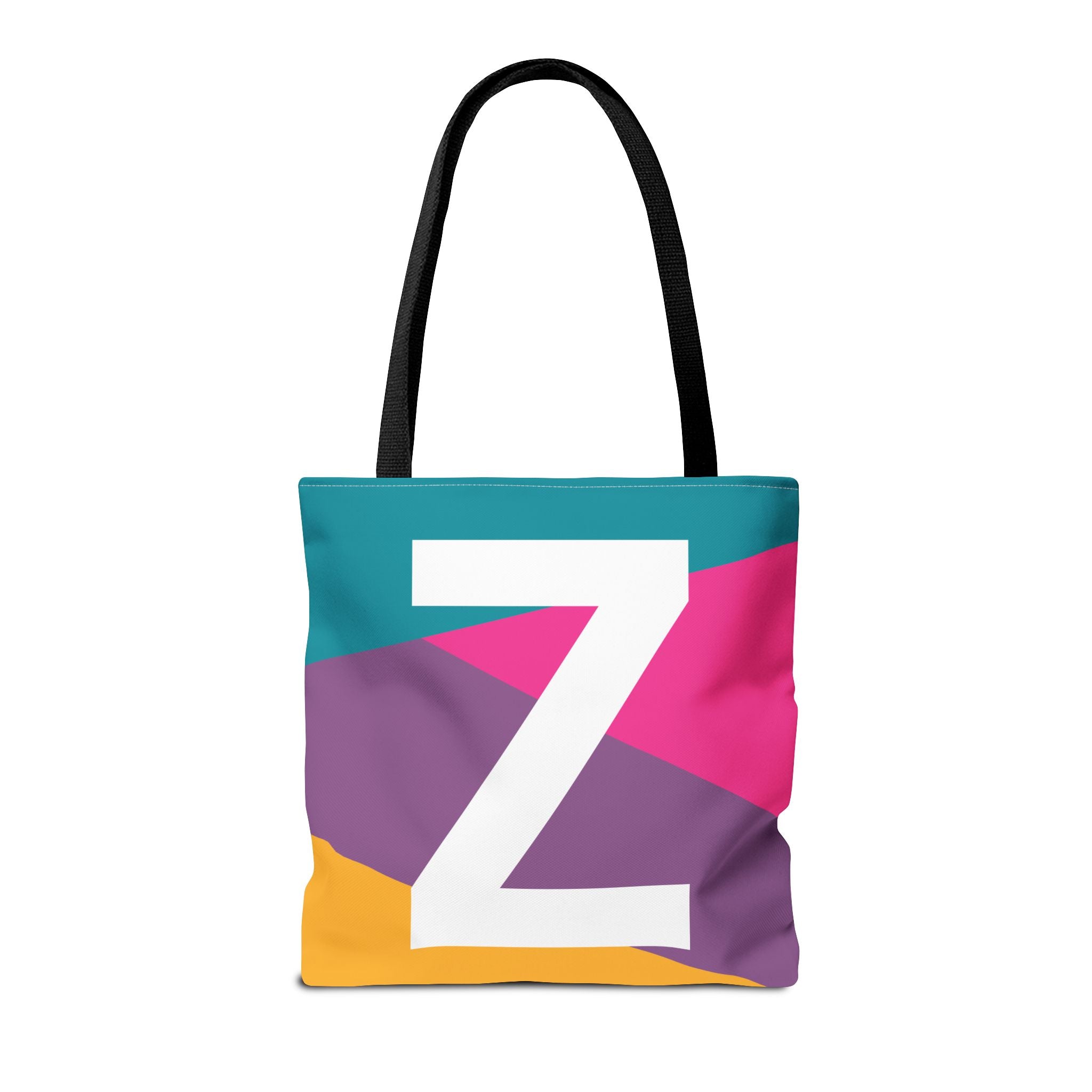 Monogram 'Z' Colorblock Tote Bag — Personalized Initial Z Shoulder Tote