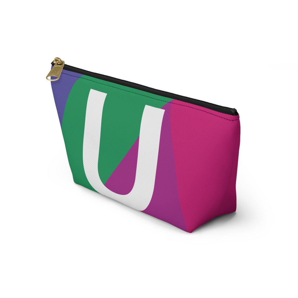 Initials Colorblock Accessory Pouch — Monogram U T-Bottom Cosmetic Bag