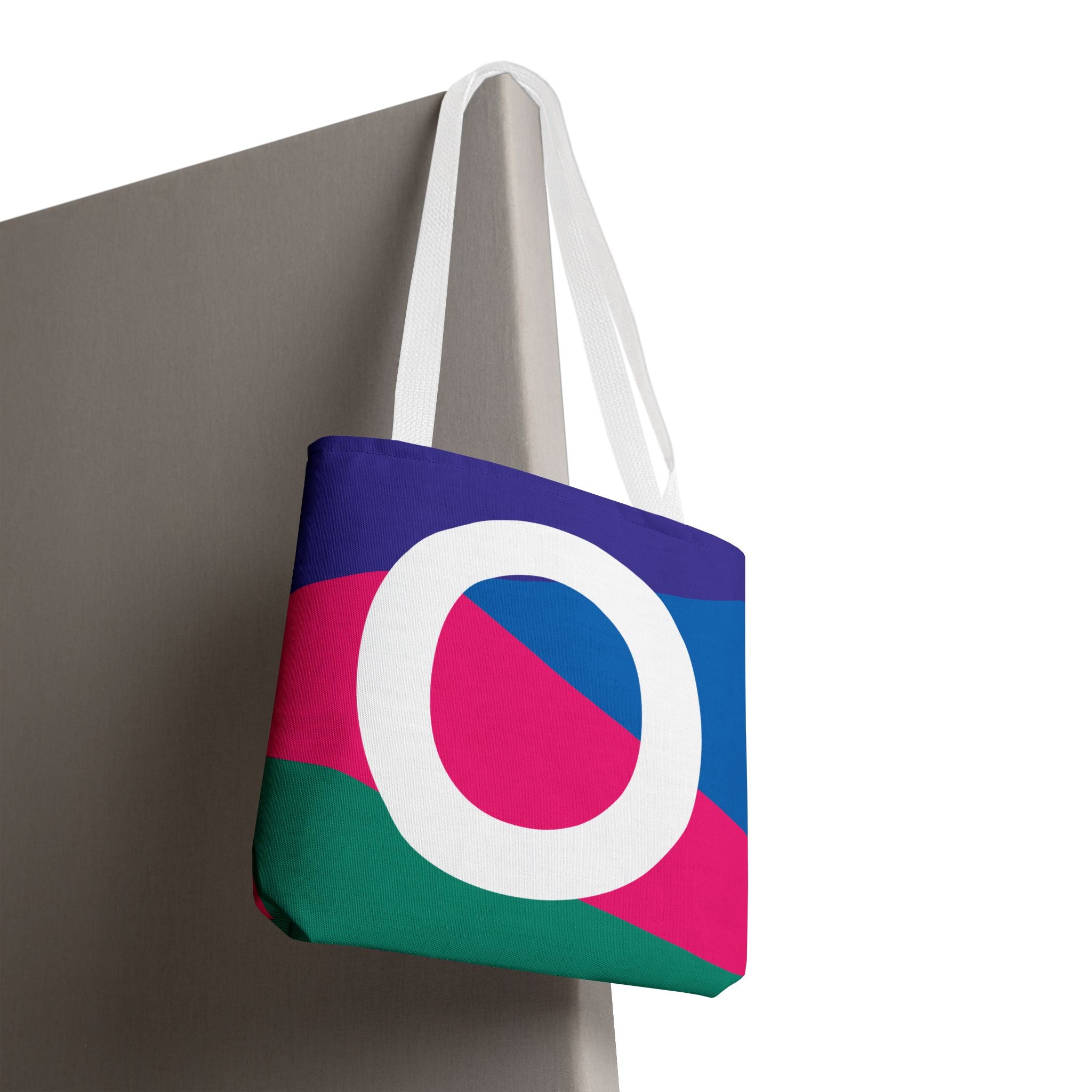 Monogram 'O' Colorblock Tote Bag — Personalized Initial O Shoulder Tote