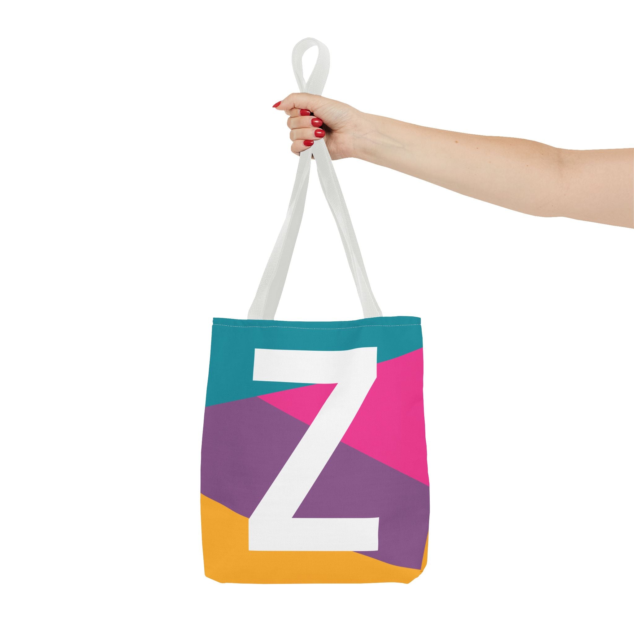 Monogram 'Z' Colorblock Tote Bag — Personalized Initial Z Shoulder Tote