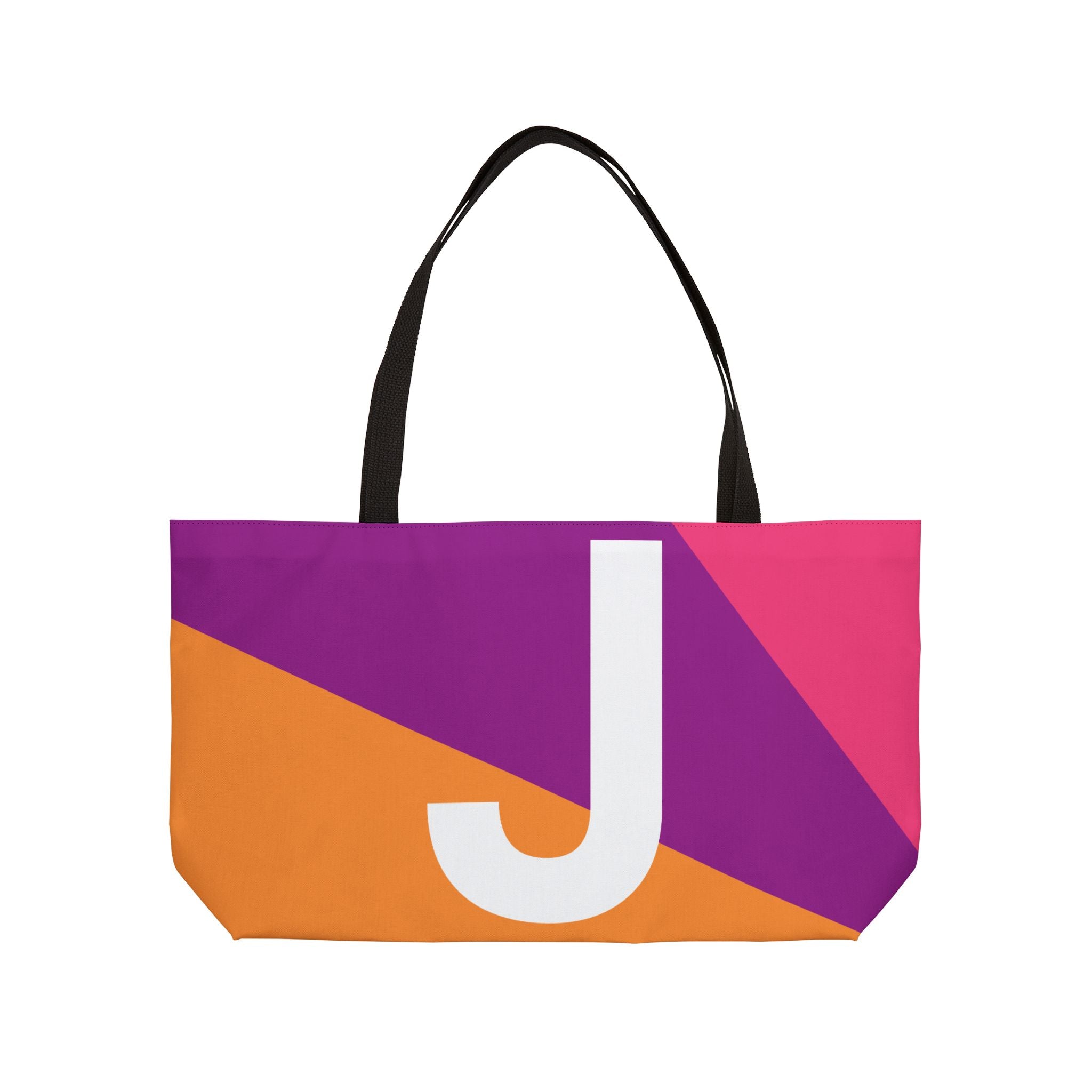 Personalized 'J' Colorblock Tote Bag — Monogram Weekender Tote