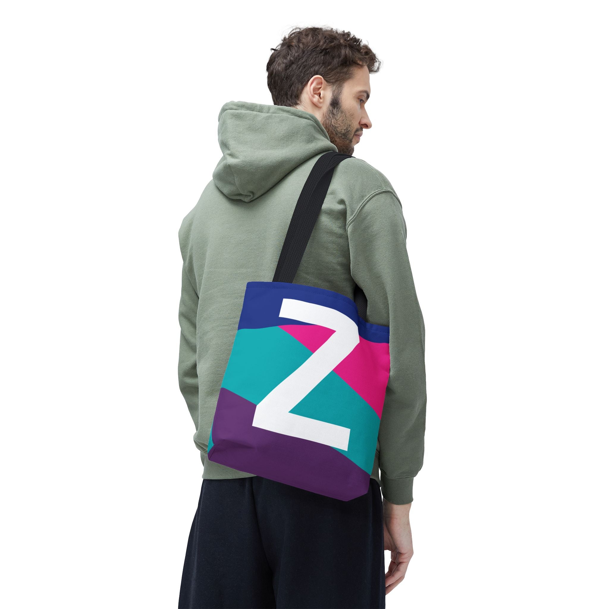 Monogram 'Z' Colorblock Tote Bag — Personalized Initial Z Shoulder Tote