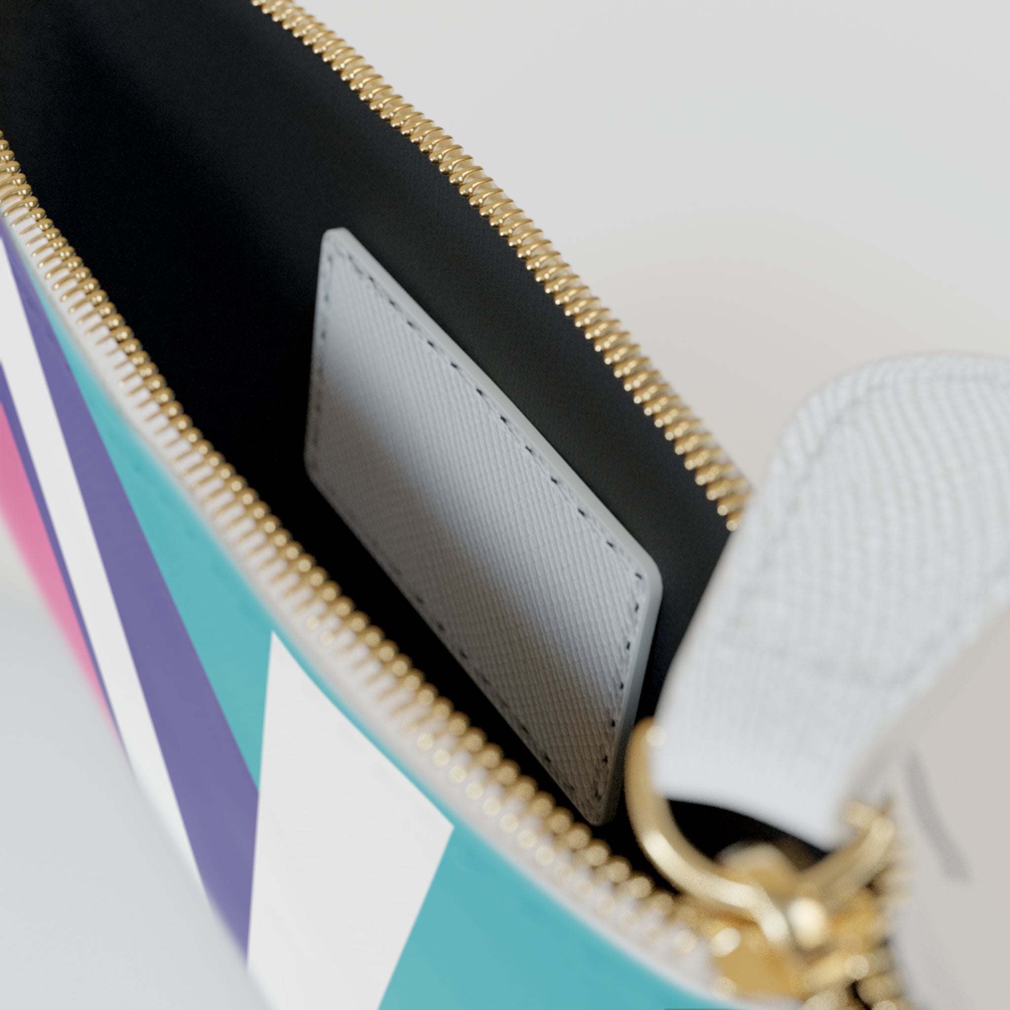 Initial V Mini Clutch — Colorblock Monogram Wristlet Wallet