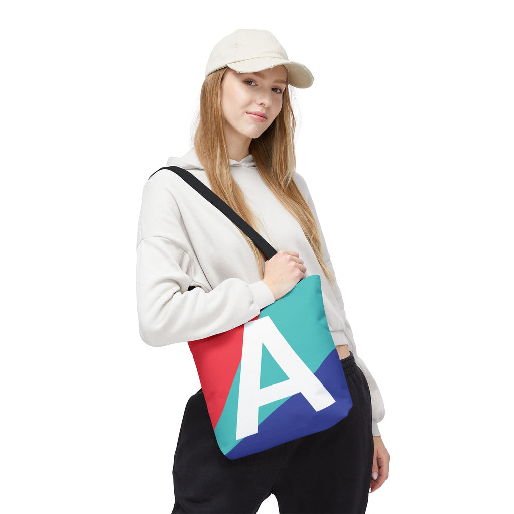 Monogram 'A' Colorblock Tote Bag — Personalized Initial A Shoulder Tote