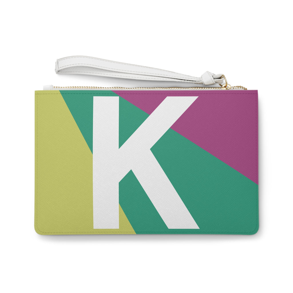 Monogram 'K' Colorblock Clutch Bag — Bold Geometric Wristlet for Everyday & Gifts