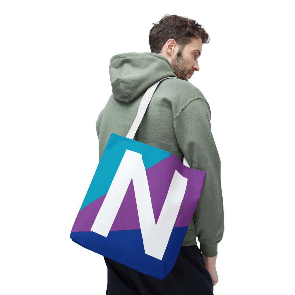 Monogram 'N' Colorblock Tote Bag — Personalized Initial N Shoulder Tote