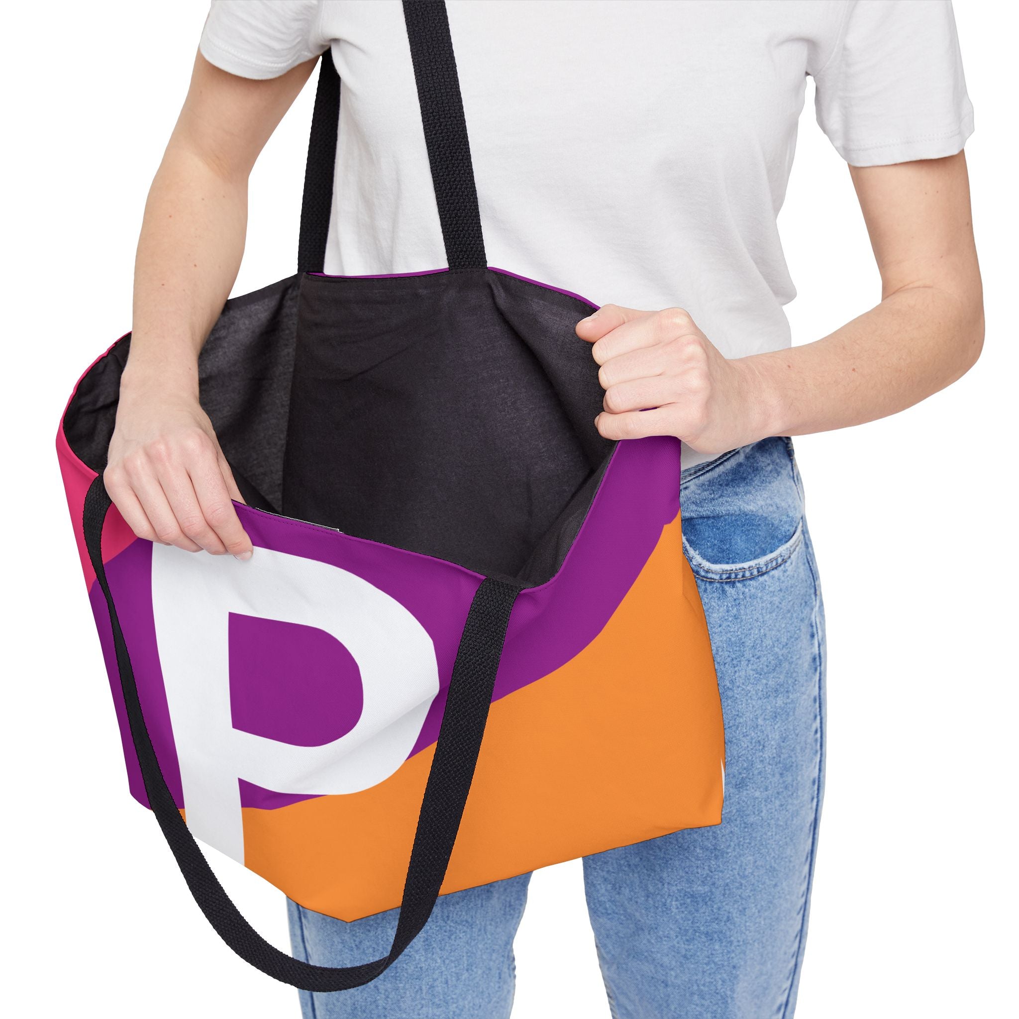 Personalized 'P' Colorblock Tote Bag — Monogram Weekender Tote