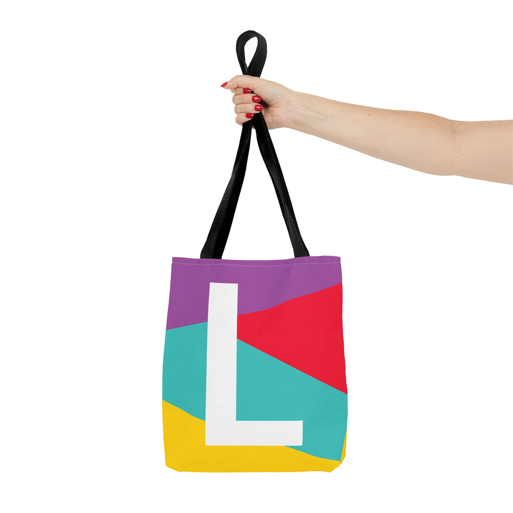 Monogram 'L' Colorblock Tote Bag — Personalized Initial L Shoulder Tote
