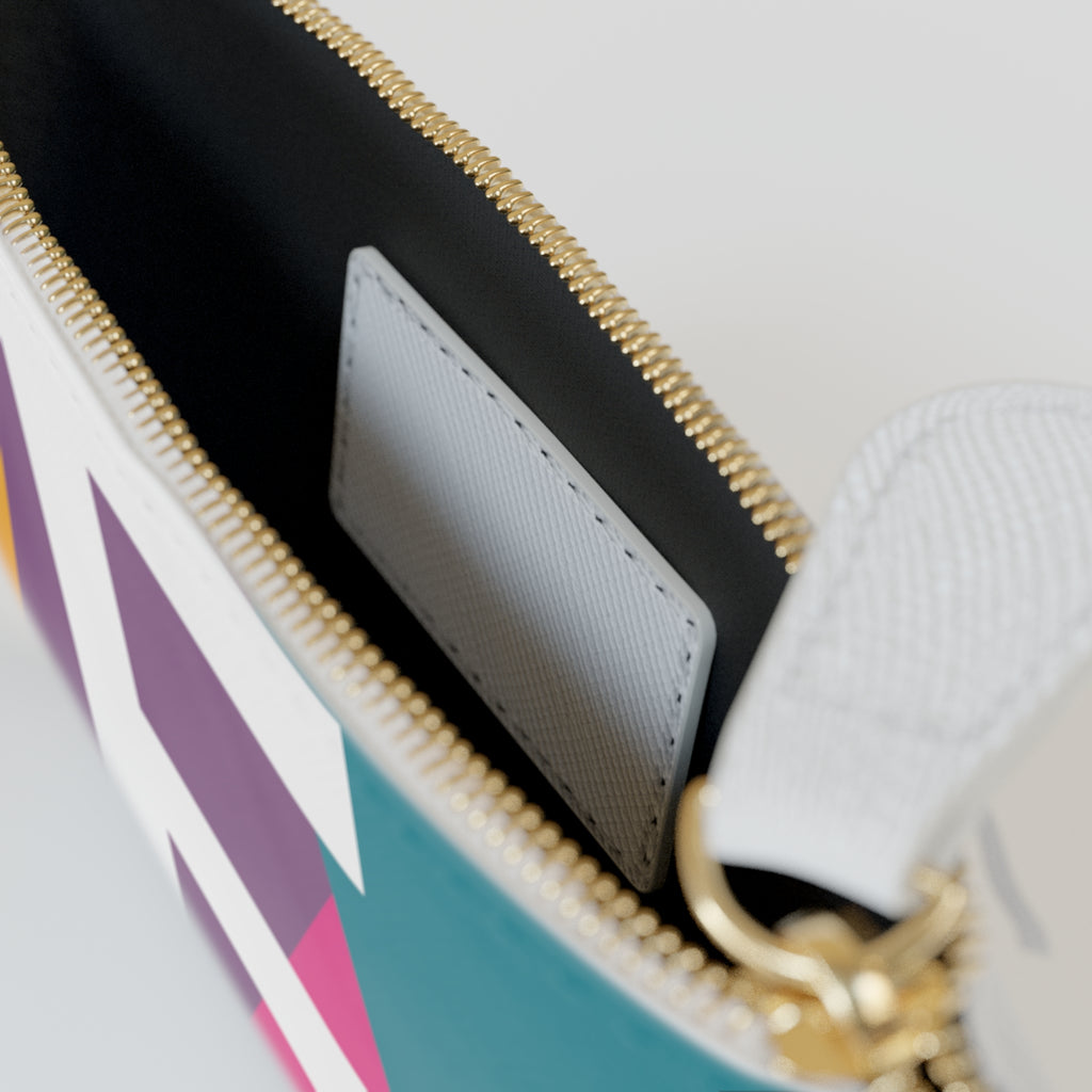 Initial E Mini Clutch — Colorblock Monogram Wristlet Wallet