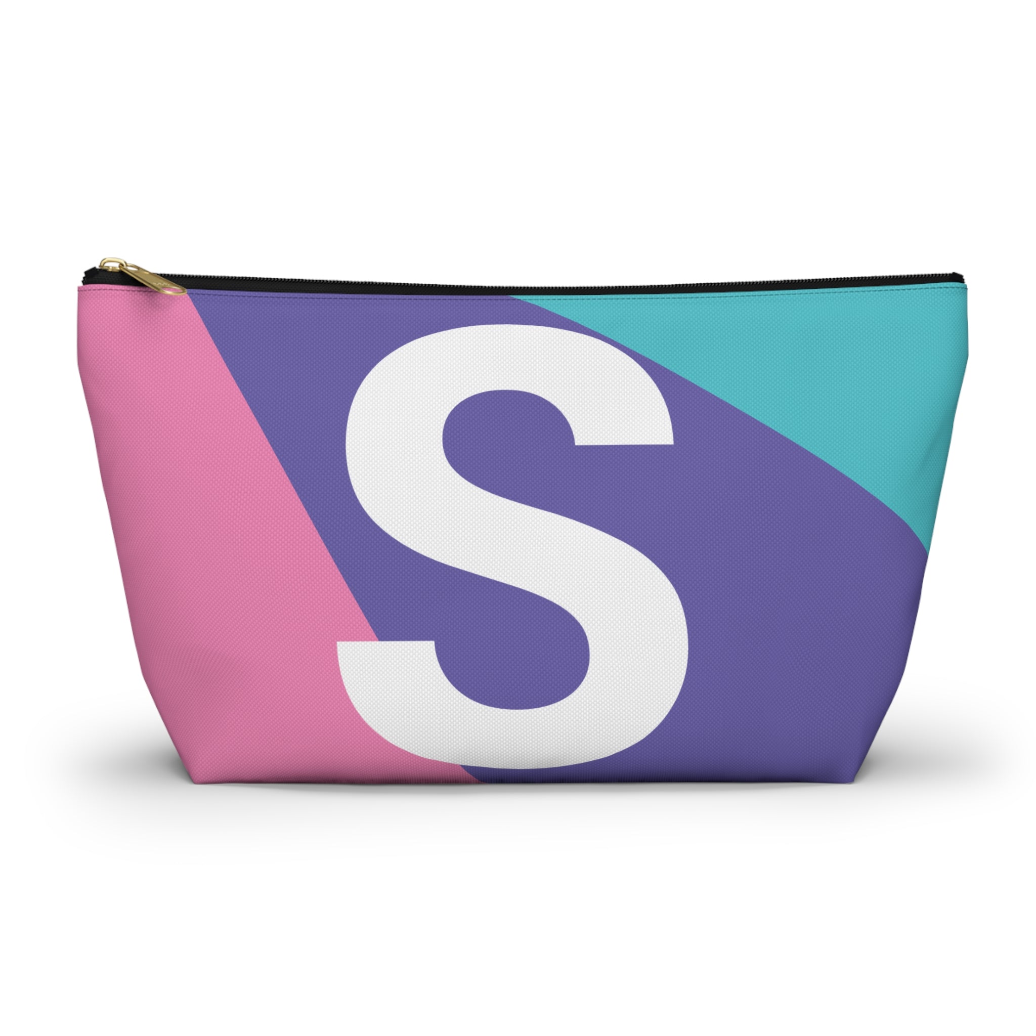 Initials Colorblock Accessory Pouch — Monogram S T-Bottom Cosmetic Bag