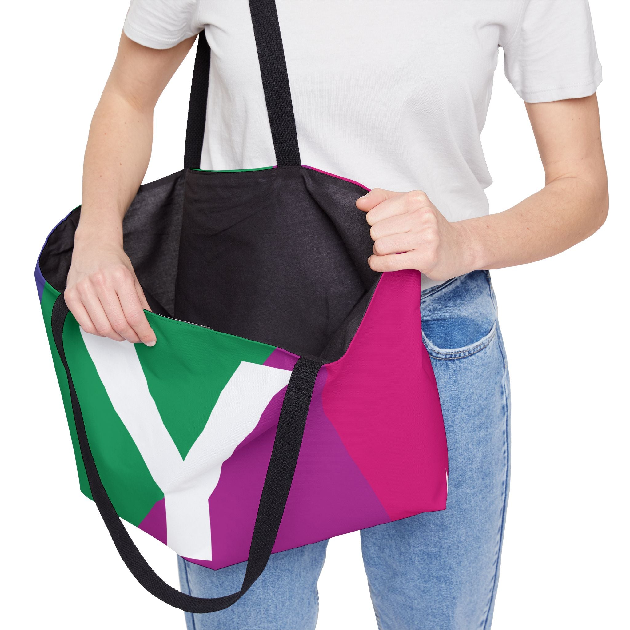 Personalized 'Y' Colorblock Tote Bag — Monogram Weekender Tote