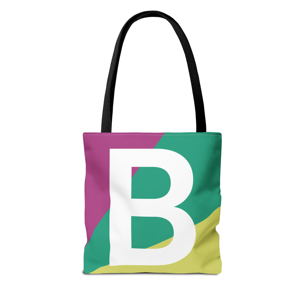 Monogram 'B' Colorblock Tote Bag — Personalized Initial B Shoulder Tote