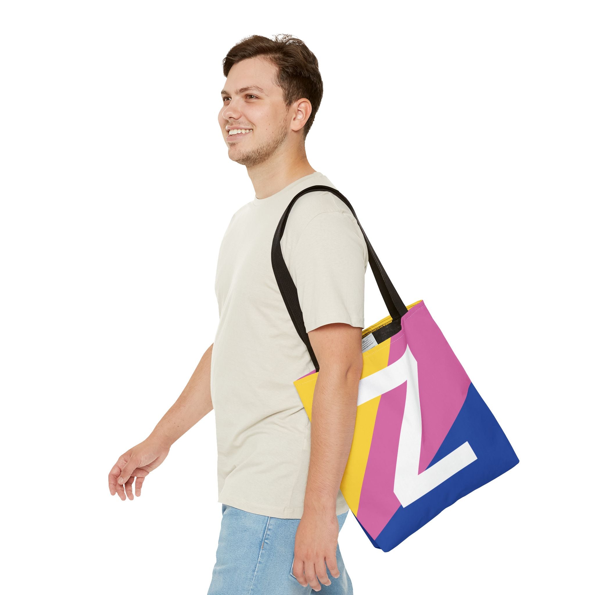 Monogram 'Z' Colorblock Tote Bag — Personalized Initial Z Shoulder Tote
