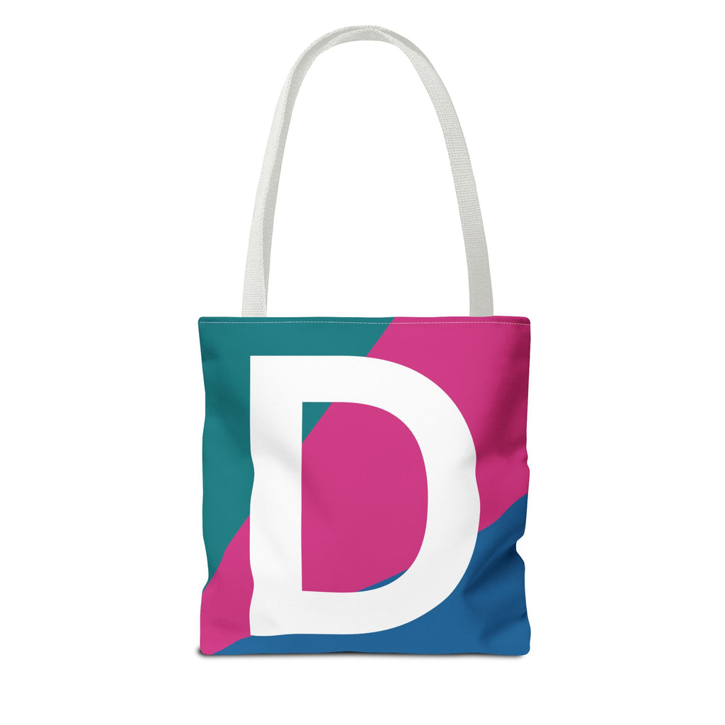 Monogram 'D' Colorblock Tote Bag — Personalized Initial D Shoulder Tote