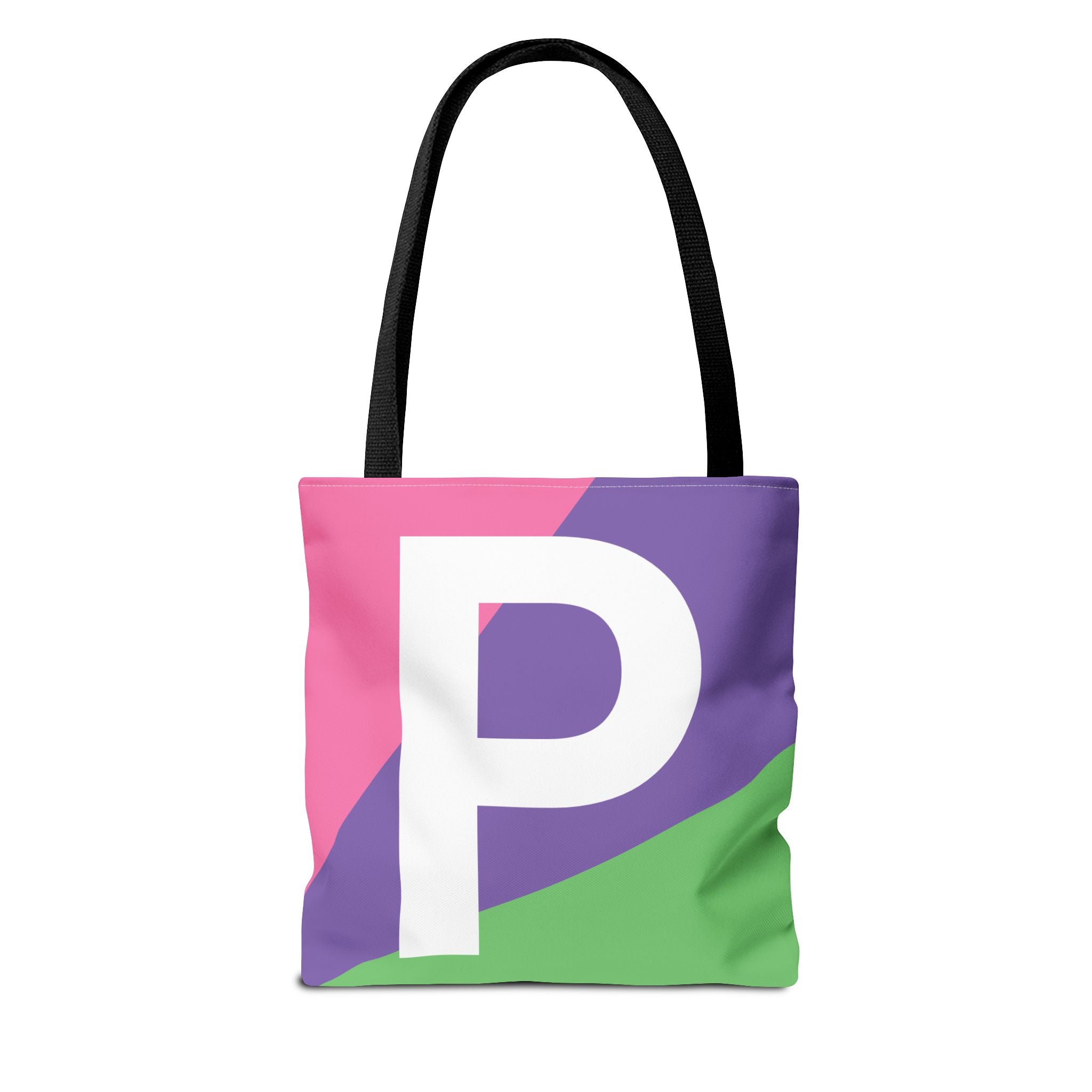 Monogram 'P' Colorblock Tote Bag — Personalized Initial P Shoulder Tote