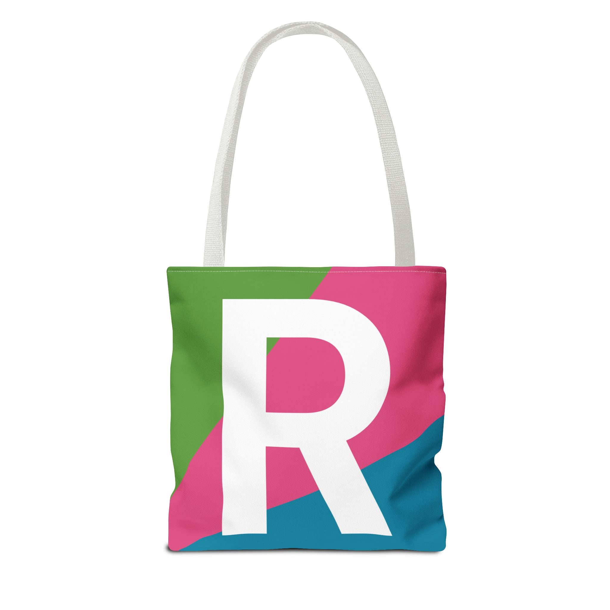 Monogram 'R' Colorblock Tote Bag — Personalized Initial R Shoulder Tote