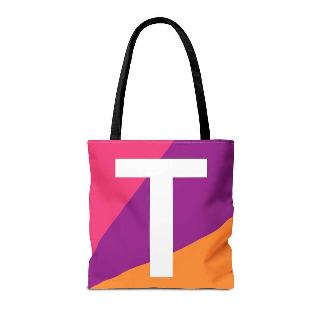 Monogram 'T' Colorblock Tote Bag — Personalized Initial T Shoulder Tote