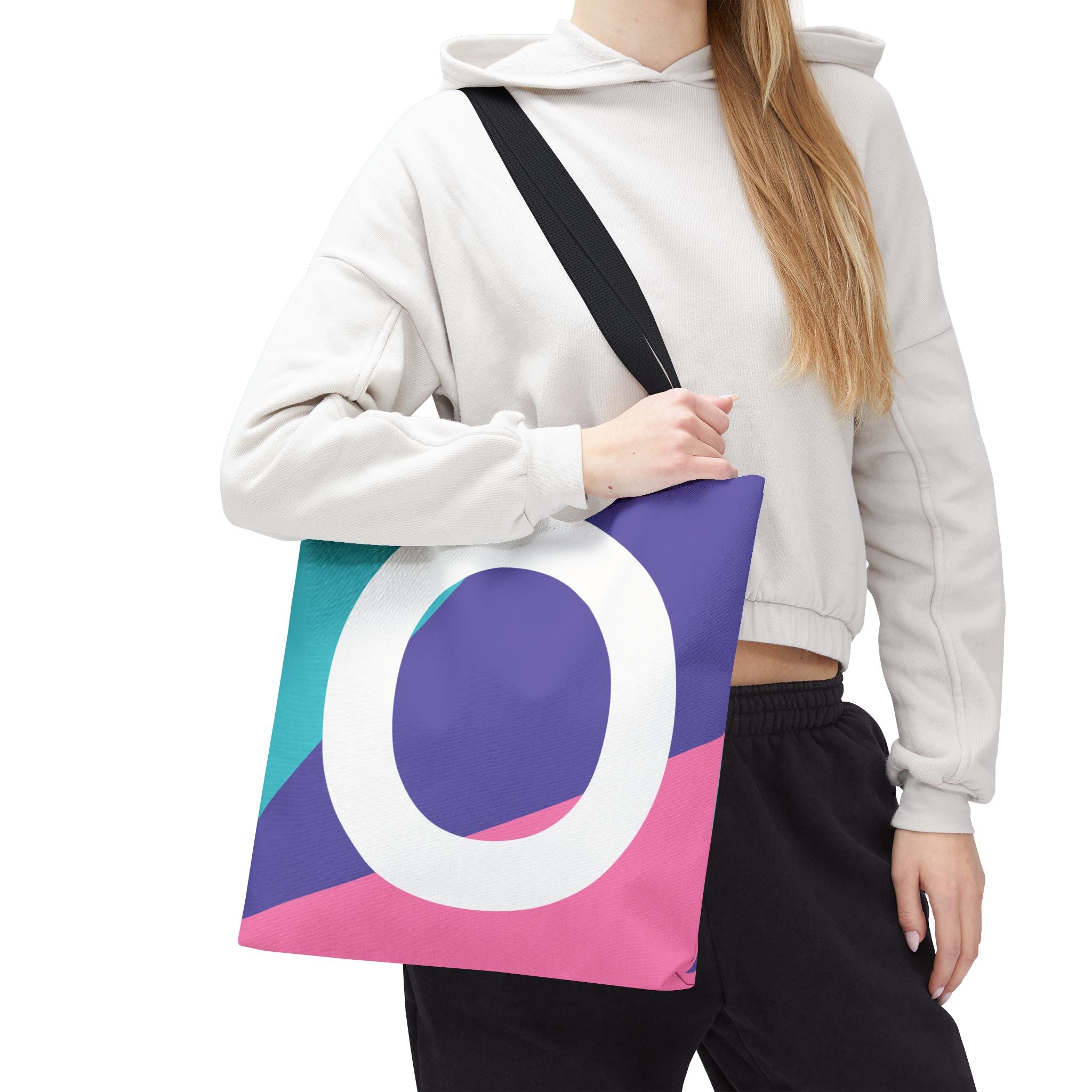 Monogram 'O' Colorblock Tote Bag — Personalized Initial O Shoulder Tote