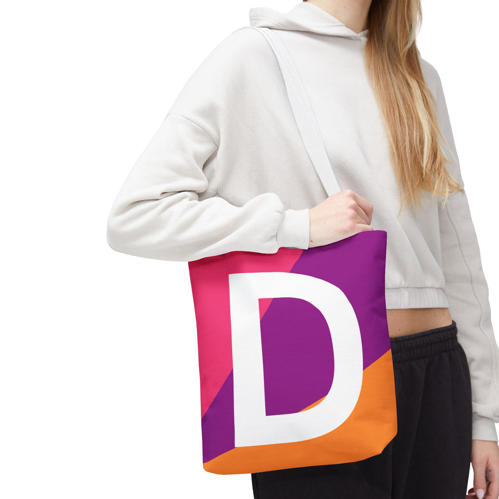 Monogram 'D' Colorblock Tote Bag — Personalized Initial D Shoulder Tote