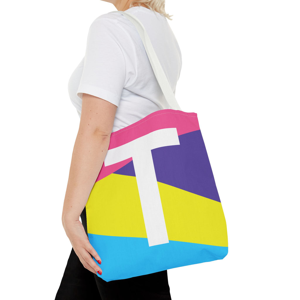 Monogram 'T' Colorblock Tote Bag — Personalized Initial T Shoulder Tote